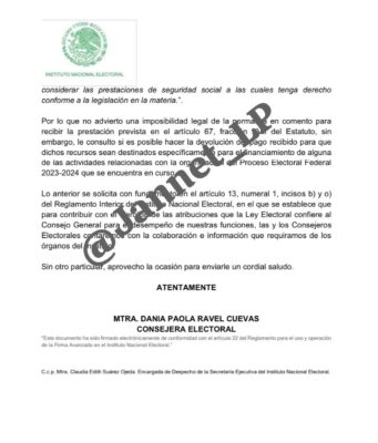 Llama consejera electoral “Encargada de despecho” a nueva Secretaria Ejecutiva del INE